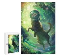 Jigsaw Puzzles for Adults1000 PCS Green Space Cat Adult Puzzles Brain Teaser Game Home Decoration Help The Brain Exercise 1000 PCS