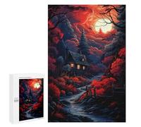 Jigsaw Puzzles for Adults1000 PCS Haunting Moonlit Cabin Scene Adult Jigsaw Puzzles For Family Fun Fun Activities at Home Challenging Family Fun Game 1000 PCS