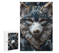 Jigsaw Puzzles for Adults1000 PCS Kintsugi Lone Blue Wolf Jigsaw for Adults Brain Teaser Game Pattern Assembly Unique Birthday And Gifts 1000 PCS