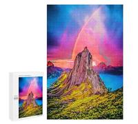 Jigsaw Puzzles for Adults1000 PCS Mountain Sunset with Rainbow Puzzle for Adults Fun Games Wall Decoration Deal As Gifts for The Whole Family 1000 PCS