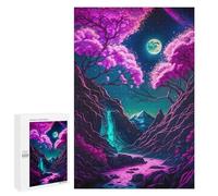 Jigsaw Puzzles for Adults1000 PCS Neon Cherry Blossom Adult Jigsaw Puzzle Family Games Difficult Challenge Fun Activities at Home 1000 PCS
