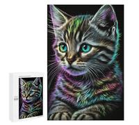 Jigsaw Puzzles for Adults1000 PCS Neon Rainbow Kitten Art Print Adult Jigsaw Puzzles For Family Fun Fun Activities at Home Challenging Family Fun Game 1000 PCS