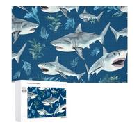 Jigsaw Puzzles for Adults1000 PCS Oceanic Sharks Pattern Teenagers Puzzles Anti-Stress Toys Presents for Women Fun Activities at Home 1000 PCS