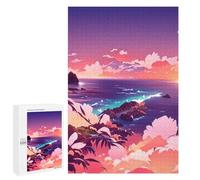 Jigsaw Puzzles for Adults1000 PCS Pink Sunset Over The Ocean Puzzle for Adults Fun Games Wall Decoration Deal As Gifts for The Whole Family 1000 PCS