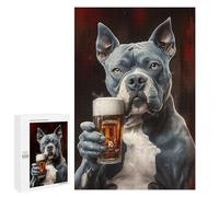 Jigsaw Puzzles for Adults1000 PCS Pitbull Dog Holding Beer Adult Jigsaw Puzzle Hands-on Game But Fun And Humorous Stress Reduction Gifts 1000 PCS