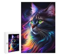 Jigsaw Puzzles for Adults1000 PCS Rainbow Whiskered Cat Puzzle for Adults DIY Toys Staycation Kill Time Fun at Home Activities, 1000 PCS