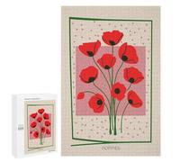Jigsaw Puzzles for Adults1000 PCS Red Poppy Bouquet Mid Century Jigsaw for Adults Brain Teaser Game Pattern Assembly Unique Birthday And Gifts 1000 PCS