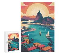Jigsaw Puzzles for Adults1000 PCS Rio De Janeiro Landscape Illustration Adult Puzzles Brain Teaser Game Home Decoration Help The Brain Exercise 1000 PCS