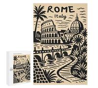 Jigsaw Puzzles for Adults1000 PCS Rome Italy Landmark Illustration Jigsaw for Adults Brain Teaser Game Pattern Assembly Unique Birthday And Gifts 1000 PCS