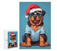 Jigsaw Puzzles for Adults1000 PCS Rottweiler Christmas Adult Jigsaw Family Game Staycation Kill Time for Birthday, Chrismas 1000 PCS