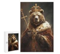Jigsaw Puzzles for Adults1000 PCS Royal Bear King Crowned Artwork Teenagers Puzzles Relaxing Games For Family Fun Fun Activities at Home 1000 PCS