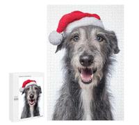 Jigsaw Puzzles for Adults1000 PCS Scottish Deerhound Dog with Santa Hat Portrait Puzzle for Adults DIY Toys Staycation Kill Time Fun at Home Activities, 1000 PCS