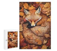 Jigsaw Puzzles for Adults1000 PCS Sleeping Fox in Autumn Leaves Puzzle for Adults DIY Toys Staycation Kill Time Fun at Home Activities, 1000 PCS