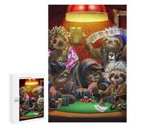 Jigsaw Puzzles for Adults1000 PCS Sloth Playing Poker Game Adult Jigsaw Puzzle Family Games Difficult Challenge Fun Activities at Home 1000 PCS