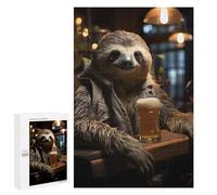 Jigsaw Puzzles for Adults1000 PCS Sloth Sipping Beer Art Puzzle for Adults DIY Toys Staycation Kill Time Fun at Home Activities, 1000 PCS