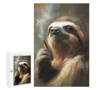 Jigsaw Puzzles for Adults1000 PCS Sloth Smoking Cigar Adult Puzzles Brain Teaser Game Home Decoration Help The Brain Exercise 1000 PCS