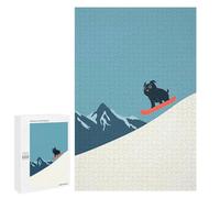 Jigsaw Puzzles for Adults1000 PCS Snowboard Pug Minimalist Jigsaw for Adults Brain Teaser Game Pattern Assembly Unique Birthday And Gifts 1000 PCS