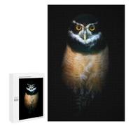 Jigsaw Puzzles for Adults1000 PCS Spectacled Owl Portrait on Black Background Jigsaw for Adults Brain Teaser Game Pattern Assembly Unique Birthday And Gifts 1000 PCS