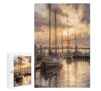 Jigsaw Puzzles for Adults1000 PCS Sunset Serenity Dockside Reflections Adult Jigsaw Puzzle Hands-on Game But Fun And Humorous Stress Reduction Gifts 1000 PCS