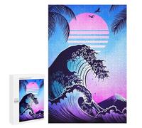 Jigsaw Puzzles for Adults1000 PCS Synthwave Wave And Sunset Adult Jigsaw Puzzle Hands-on Game But Fun And Humorous Stress Reduction Gifts 1000 PCS