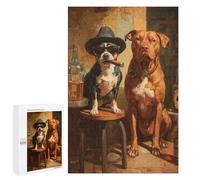 Jigsaw Puzzles for Adults1000 PCS Two Dogs in Bar Setting Adult Jigsaw Puzzles For Family Fun Fun Activities at Home Challenging Family Fun Game 1000 PCS