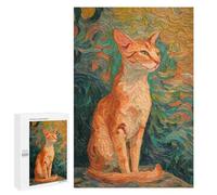 Jigsaw Puzzles for Adults1000 PCS Vincent Van Gogh Style Orange Cat Painting Jigsaws for Adults Puzzle Family Activities Fun Activities at Home Gifts for Friends And Family 1000 PCS