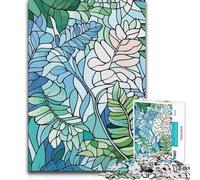 Jigsaw Puzzles for Adults1000 Piece Abstract Leaf Pattern in Blue And Green Unique Challenge Game Learning Educational Toy Wall Decor 50x75cm(1000pcs)