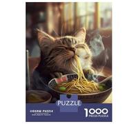 Jigsaw Puzzles for Adults1000 Piece Adorable Cat Ramen Noodles Adult Jigsaw Puzzle Brain Teaser Game For Family Fun Stress Reduction Gifts 52x38cm/1000pcs