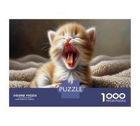 Jigsaw Puzzles for Adults1000 Piece Adorable Kitten Yawn Adult Jigsaw Puzzle Relaxing Games Staycation Kill Time for Birthday, Chrismas 70x50cm/1000pcs