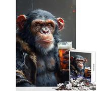 Jigsaw Puzzles for Adults1000 Piece An Ape Drinking A Beer Cozy Family Gathering Enjoyment Unique Christmas Celebration Present (50x75cm)