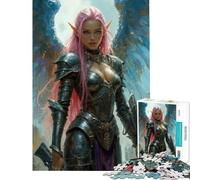 Jigsaw Puzzles for Adults1000 Piece Angel Warrior with Pink Hair Difficult And Challenge Presents for Women AntiStress Toys for Age 14+ Game (38X26cm)