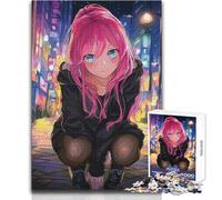 Jigsaw Puzzles for Adults1000 Piece Anime Girl in Cityscape at Night Brainteaser Family Games A Work of Art Secret Santa Gifts Size 38x52cm
