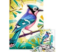 Jigsaw Puzzles for Adults1000 Piece Aquamarine Jay︰ The Blue Jay in Geometric Nature Challenging To Complete Difficult Hard Handson Game Suitable for People Aged 14 And Above (38X26cm)