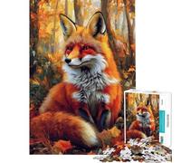 Jigsaw Puzzles for Adults1000 Piece Autumn Fox in Woods Jigsaw Puzzle 1000 Impossible Game Birthday Gifts Staycation Kill Time (Size 38x26cm)