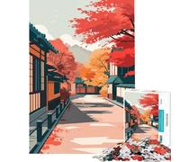 Jigsaw Puzzles for Adults1000 Piece Autumn Street in Japan Toy Intellectual Game Relaxing Games Hand Speed Race Great Gifts for Games (Size 38x26cm)