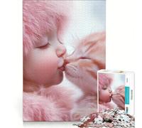 Jigsaw Puzzles for Adults1000 Piece Baby And Kitten Kiss, Toy Wall Decor, Staycation Kill Time, Beautiful Design Game 38x26cm