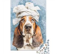 Jigsaw Puzzles for Adults1000 Piece Basset Hound with Toilet Paper Hat Jigsaw for Adults Hands-on Game Wall Decoration for Birthday, Chrismas 70x50cm/1000pcs