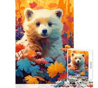 Jigsaw Puzzles for Adults1000 Piece Bear Cub No DIY Toys Great Gift Relax Games with Matching Poster And Trivia Sheet Size 50x75cm