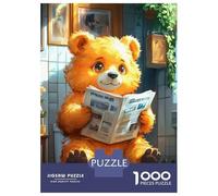 Jigsaw Puzzles for Adults1000 Piece Bear Reading Newspaper on Toilet Funny Adult Jigsaw Puzzle Hands-on Game Presents for Women for Birthday, Chrismas 70x50cm/1000pcs