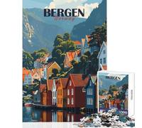 Jigsaw Puzzles for Adults1000 Piece Bergen, Norway Cityscape Practical Game Pattern Assembly Anti-Stress Toys Interesting Stress Reduction (38X26CM)