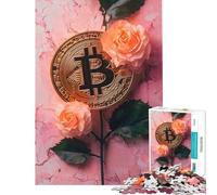 Jigsaw Puzzles for Adults1000 Piece Bitcoin Rose Flower Puzzle for Adults Hands-on Game Home Decoration Unique Birthday And Gifts (Size 38x26cm)