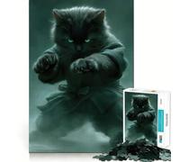 Jigsaw Puzzles for Adults1000 Piece Black Cat Ninja Seamless Fit Art, Focus Game Gift, Rest Time Play, Birthday Game Gift (38x52cm)