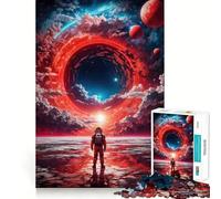 Jigsaw Puzzles for Adults1000 Piece Black Hole Space Astronaut Seamless Fit Art, Focus Game Gift, Rest Time Play, Birthday Game Gift (38x52cm)