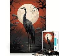 Jigsaw Puzzles for Adults1000 Piece Black Stork Vector Seamless Fit Art, Focus Game Gift, Rest Time Play, Birthday Game Gift (50x75cm)