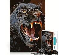 Jigsaw Puzzles for Adults1000 Piece Black Tiger Vintage Seamless Fit Art, Focus Game Gift, Rest Time Play, Birthday Game Gift (38x52cm)