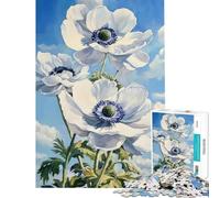 Jigsaw Puzzles for Adults1000 Piece Bloom in White Anemones Challenging To Complete Difficult Hard Hands-on Game Suitable for People Aged 14 And Above (38X26CM)