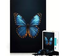 Jigsaw Puzzles for Adults1000 Piece Blue Butterfly on Dark Background Seamless Fit Art, Focus Game Gift, Rest Time Play, Birthday Game Gift (38x26cm)