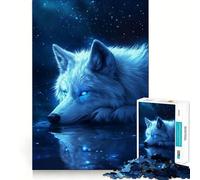 Jigsaw Puzzles for Adults1000 Piece Blue Wolf Starlight - Seamless Fit Art, Focus Game Gift, Rest Time Play, Birthday Game Gift (50x75cm)