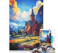 Jigsaw Puzzles for Adults1000 Piece Borgund Stave Church Norway Art, Educational Game, Challenging To Complete, Challenging Game Gifts 50x75cm