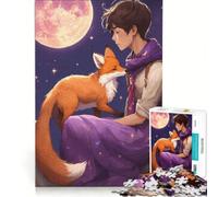 Jigsaw Puzzles for Adults1000 Piece Boy And Fox Under The Moon, Toy Wall Decor, Staycation Kill Time, Beautiful Design Game 38x26cm